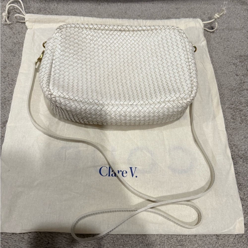 Clare V Ivory Woven Crossbody Bag